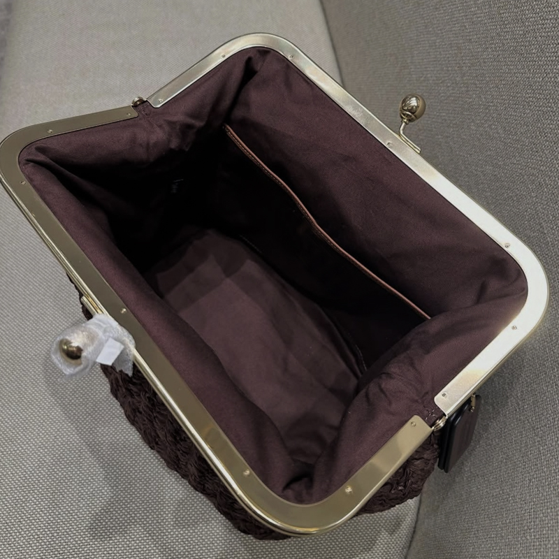 Hand-Woven Kisslock Frame Shou - Crochet Bag Raffia 评论和价格