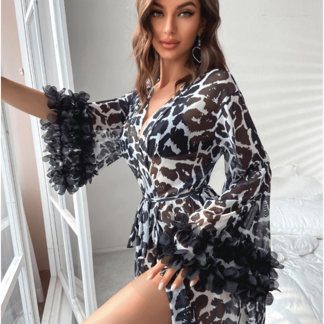 Wholesale Women Leopard Print  - Kimono Sheer Floral 评论和价格