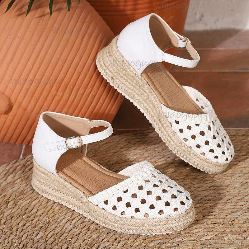 Boho Women's Hollow Out Woven  - Wedge Espadrille Women 评论和价格