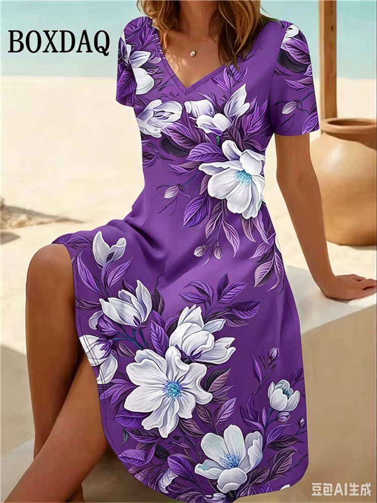 6XL Plus Size Women Dresses Su - Romper Floral Print 评论和价格