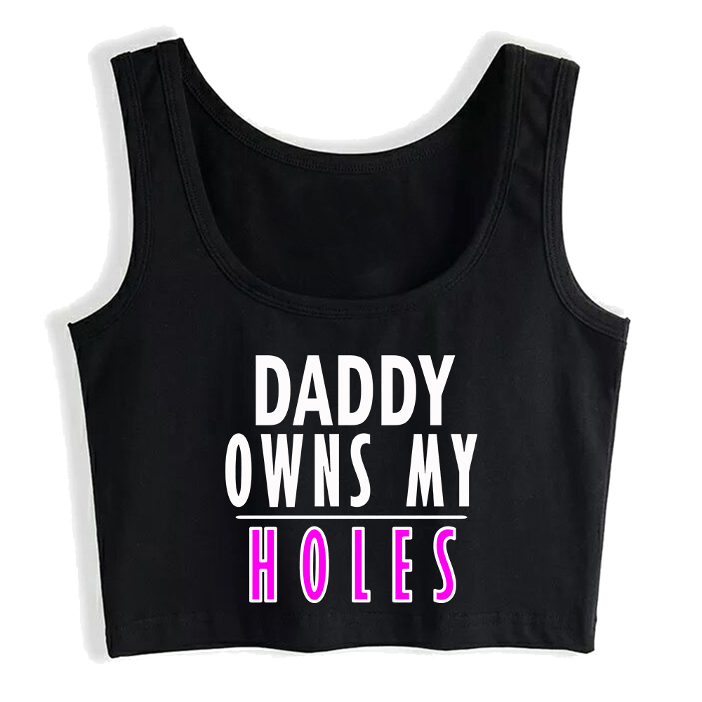Daddy Owns My Holes Design Cot - Crop Top Crochet 评论和价格