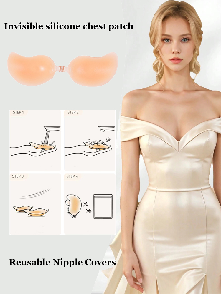 2Pcs Reusable Silicone Breast  - Bralette Triangle Set 评论和价格