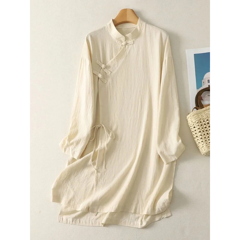 Women's Chinese Style Frog But - Linen Dress Wrap 评论和价格