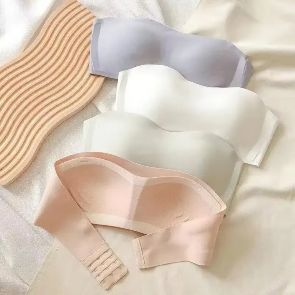 Solid Color Strapless Wrapped  - Bralette Triangle Set 评论和价格