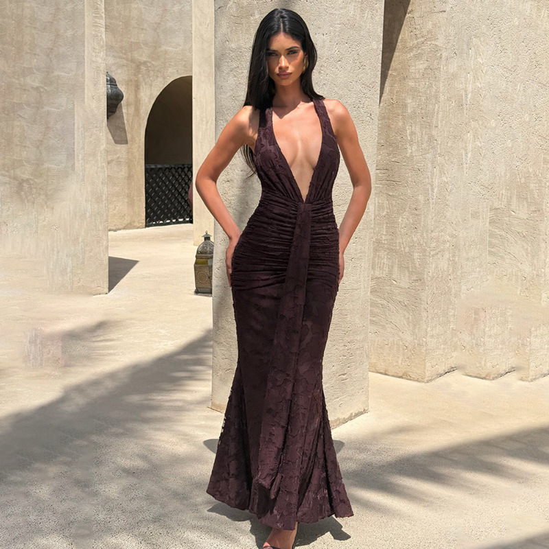 Sexy Deep V Backless Wrap arou - Linen Dress Wrap 评论和价格