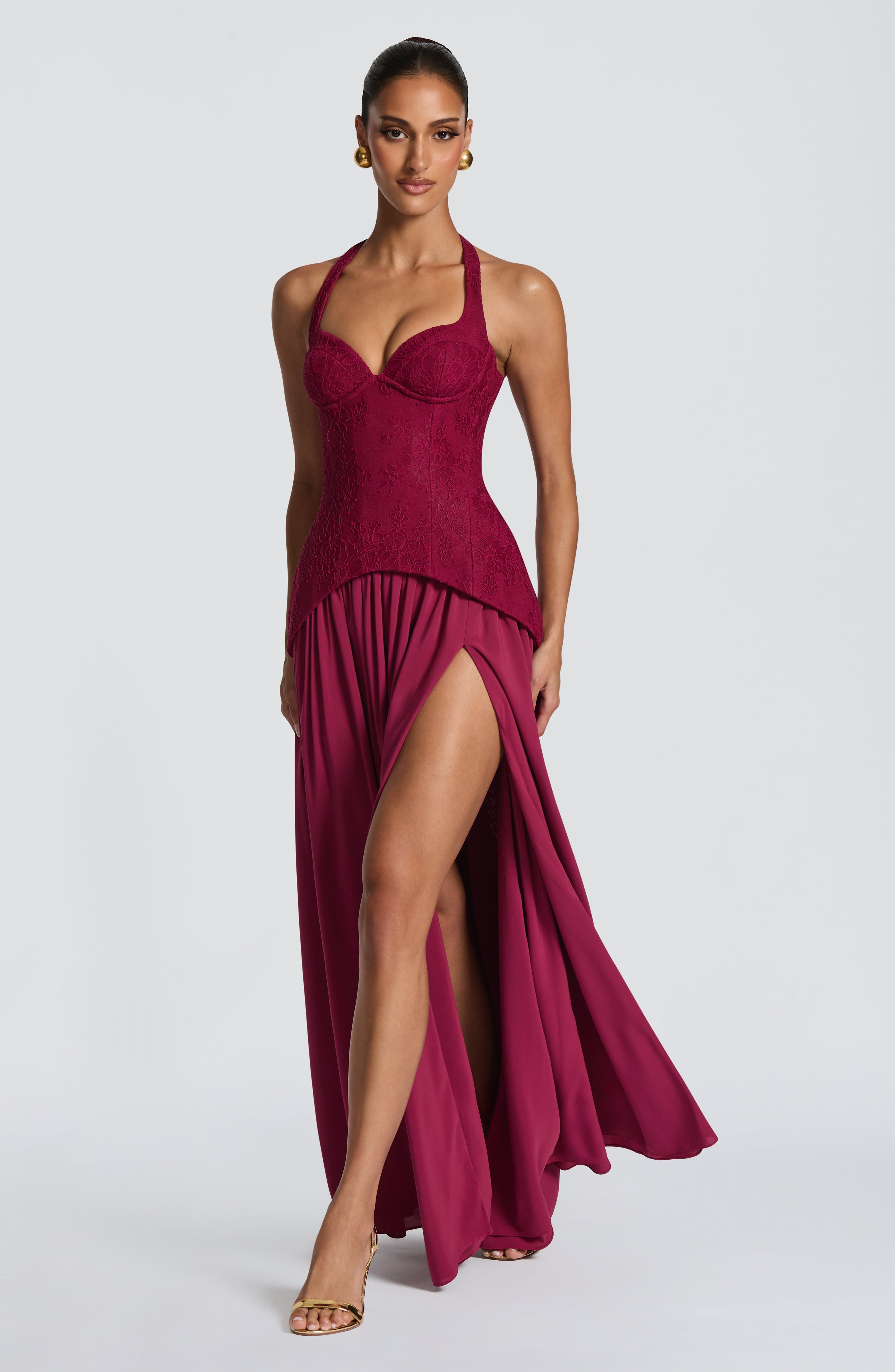Backless Lace Corset Maxi Dres - Maxi Dress Halter 评论和价格