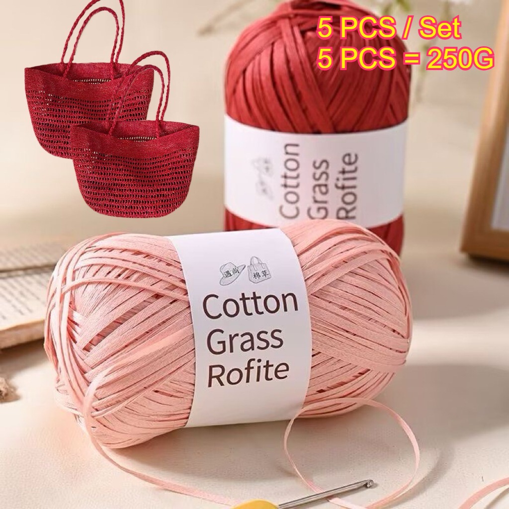 5PCS 250g Raffia Paper Rope Kn - Crochet Bag Raffia 评论和价格